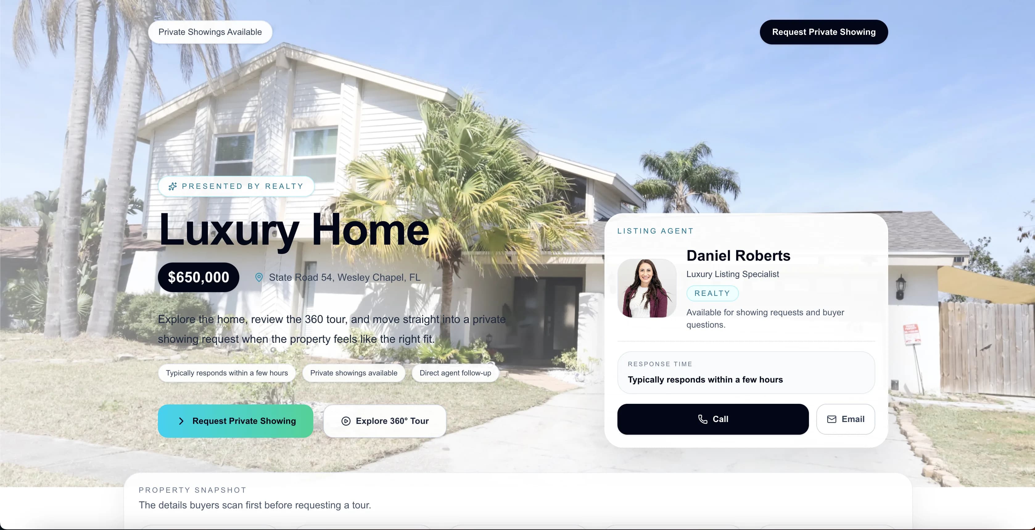 Preview of a premium Bay360 property website.